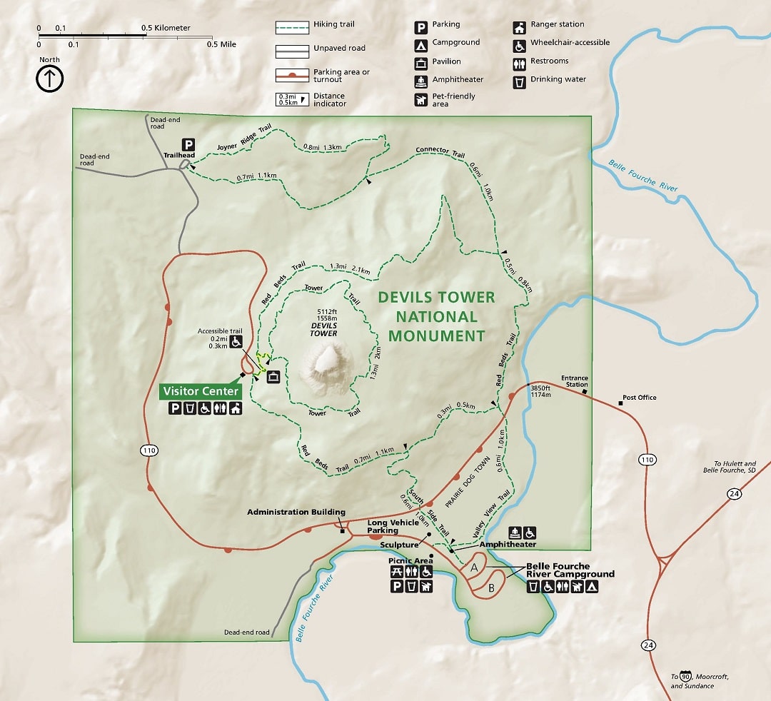 Map of Things to do at Devils Tower