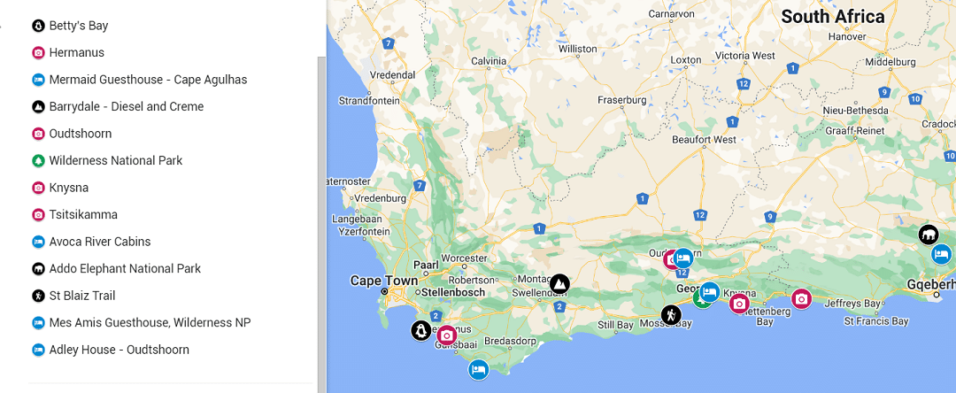 Map - Garden Route Tour South Africa