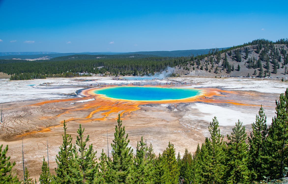 Best time to see Grand Prismatic Springs Overlook