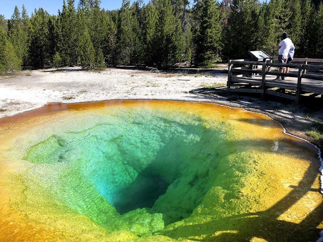 Morning Glory Pool, one of the easy hikes in Yellowstone
